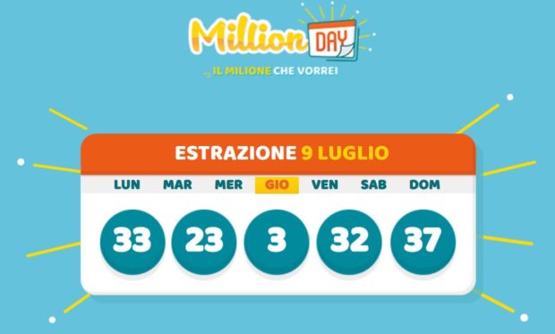 Million Day oggi milionario giovedì 9 luglio 2020 cinquina vincente verifica vincite