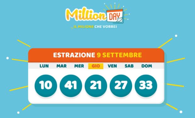 millionday oggi estrazione 9 settembre 2021 lottomatica milionday millionday estrazione di oggi giovedì archivio Milion day