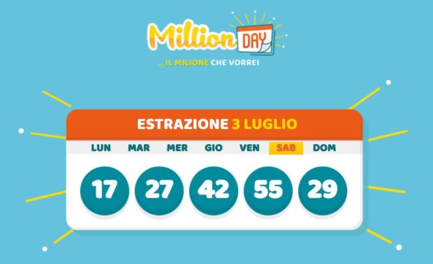 millionday oggi estrazione 3 luglio 2021 lottomatica milionday millionday estrazione di oggi sabato archivio Milion day