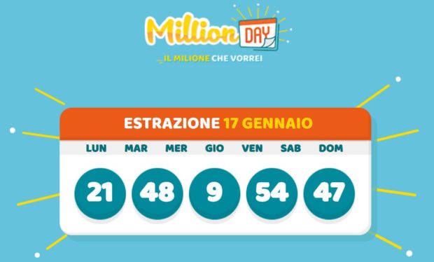 millionday oggi estrazione 17 gennaio 2021 lottomatica milionday millionday estrazione di oggi domenica archivio Milion day