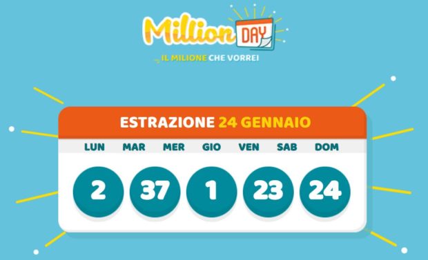millionday oggi estrazione 24 gennaio 2021 lottomatica milionday millionday estrazione di oggi domenica archivio Milion day