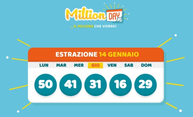 millionday oggi lottomatica milionday millionday estrazione di oggi giovedì 14 gennaio 2021