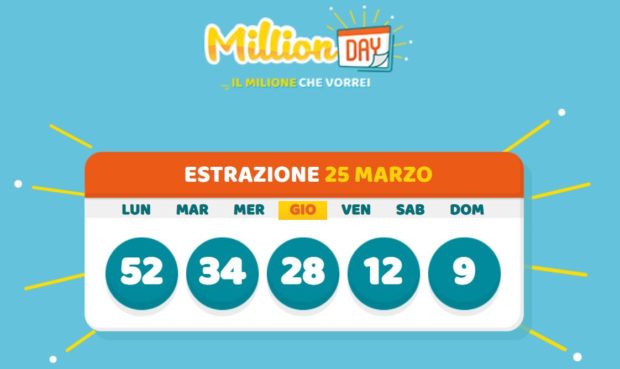 millionday oggi estrazione 25 marzo 2021 lottomatica milionday millionday estrazione di oggi giovedì archivio Milion day