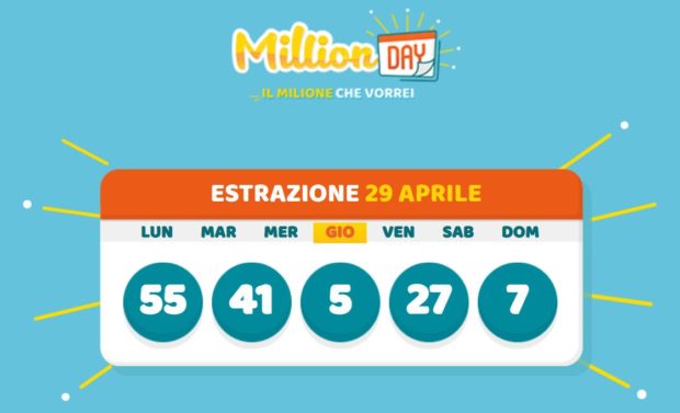 millionday oggi estrazione 29 aprile 2021 lottomatica milionday millionday estrazione di oggi giovedì archivio Milion day