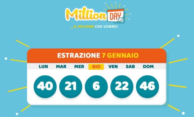 millionday oggi lottomatica milionday millionday estrazione di oggi giovedì 7 gennaio 2021