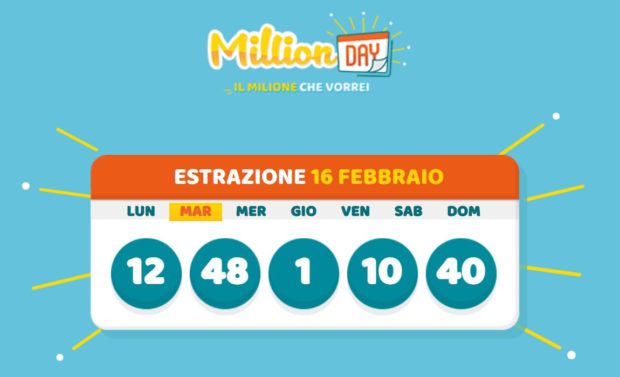 millionday oggi estrazione 16 febbraio 2021 lottomatica milionday millionday estrazione di oggi martedì archivio Milion day