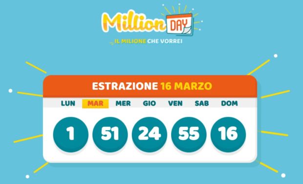 millionday oggi estrazione 16 marzo 2021 lottomatica milionday millionday estrazione di oggi martedì archivio Milion day