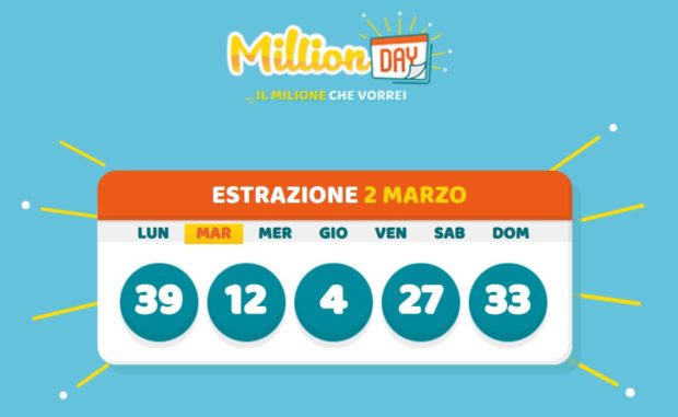 millionday oggi estrazione 2 marzo 2021 lottomatica milionday millionday estrazione di oggi martedì archivio Milion day