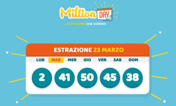 millionday oggi estrazione 23 marzo 2021 lottomatica milionday millionday estrazione di oggi martedì archivio Milion day