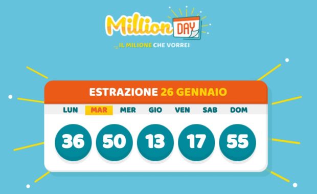 millionday oggi estrazione 26 gennaio 2021 lottomatica milionday millionday estrazione di oggi martedì archivio Milion day