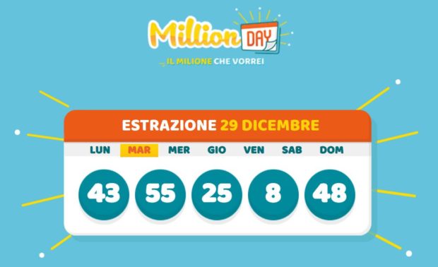 millionday estrazione di oggi millionday lottomatica martedì 29 dicembre 20202
