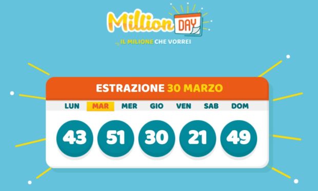 millionday oggi estrazione 30 marzo 2021 lottomatica milionday millionday estrazione di oggi martedì archivio Milion day