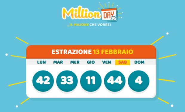 millionday oggi estrazione 13 febbraio 2021 lottomatica milionday millionday estrazione di oggi giovedì archivio Milion day
