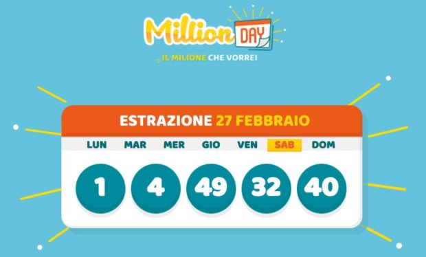 millionday oggi estrazione 27 febbraio 2021 lottomatica milionday millionday estrazione di oggi sabato archivio Milion day