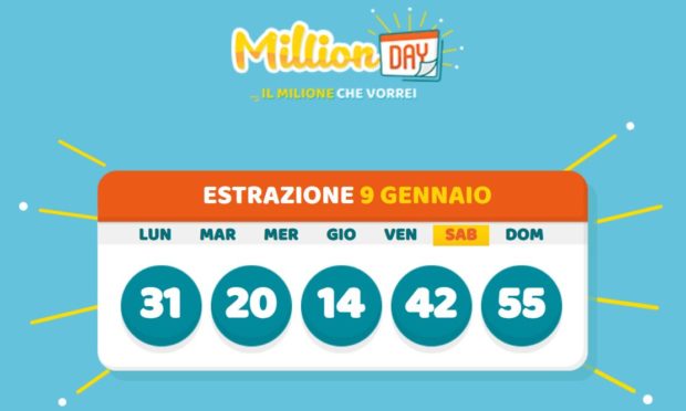 millionday oggi lottomatica milionday millionday estrazione di oggi sabato 9 gennaio 2021