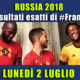 Pronostici risultati esatti Mondiali 2 luglio: le scelte di #FrankyDefa