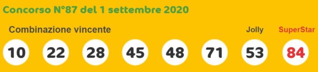 SuperEnalotto 6 estrazione del Super Enalotto 5+1 Estrazioni del Lotto in Diretta di martedì 1 settembre 2020 quote Sisal jackpot numero Jolly SuperStar
